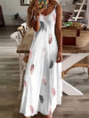 Long cami dress with feather pattern