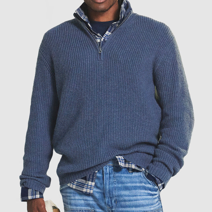 Men's Business Casual Jumper - Soft Zip-Up Sweater, Warm Winter Layer