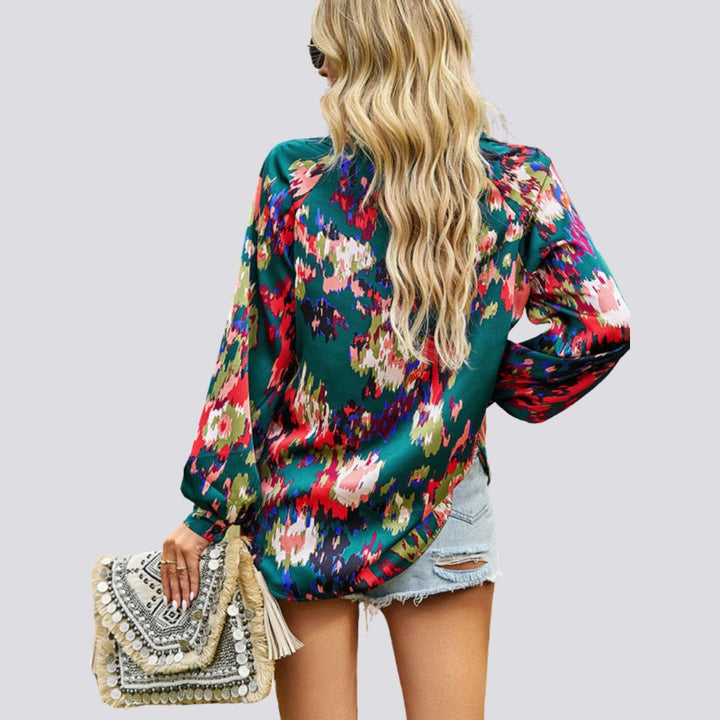 V-neck blouse with abstract print