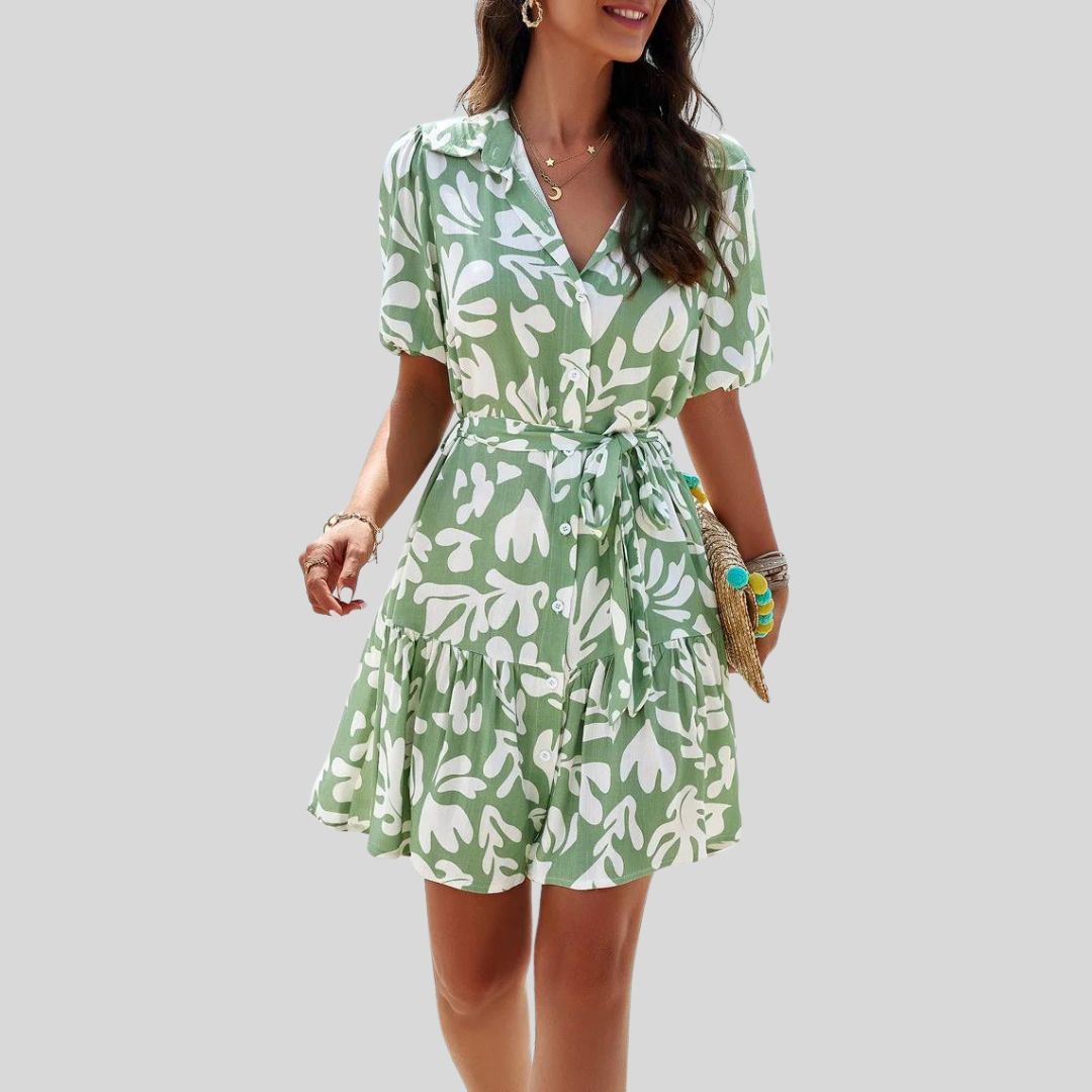 Shirt dress with abstract print