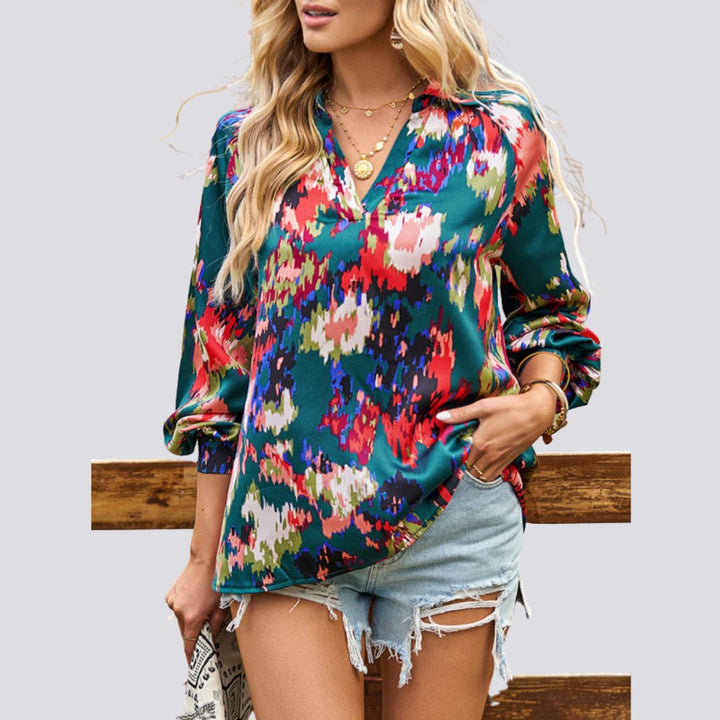 V-neck blouse with abstract print