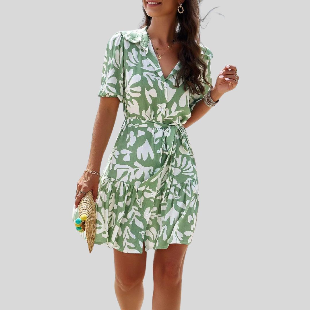 Shirt dress with abstract print