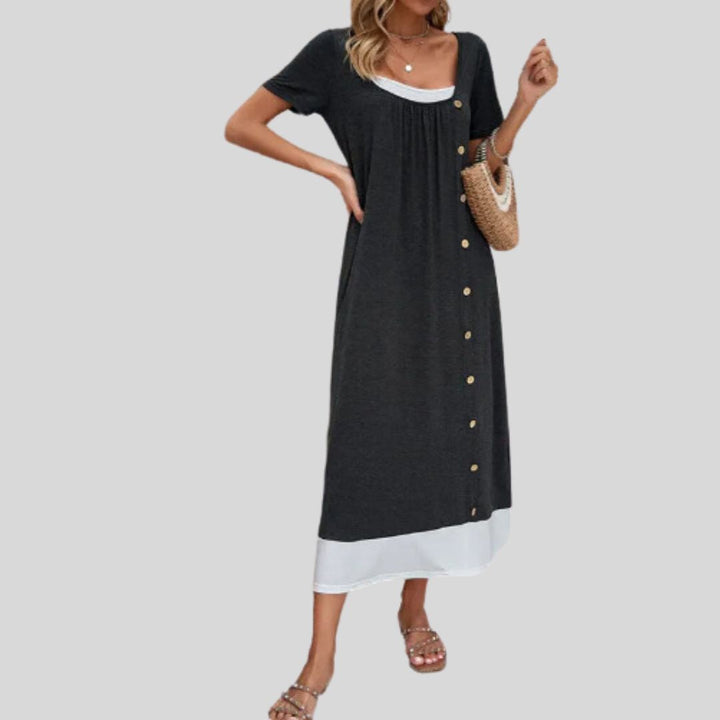 Casual midi dress with button placket