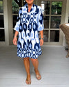 Dress with print and 3/4 sleeves