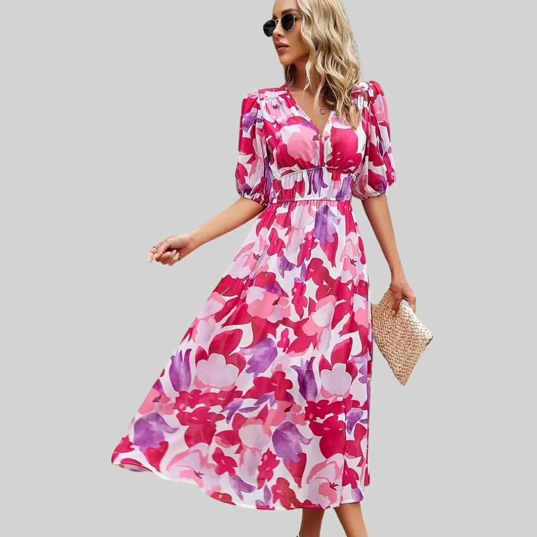 Midi dress with uneven hemline