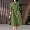 Shirt dress with button placket and breast pocket