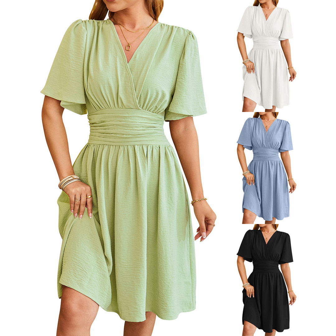 Wrap dress with bell sleeves