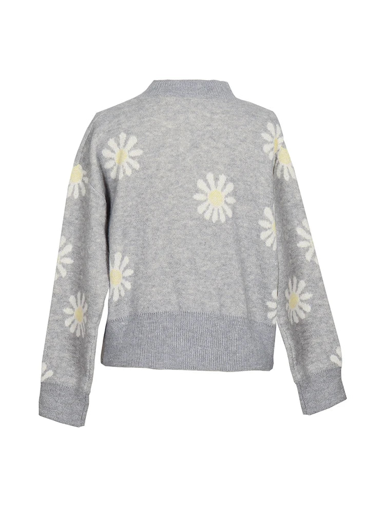 Women's floral patterned warm button down sweater