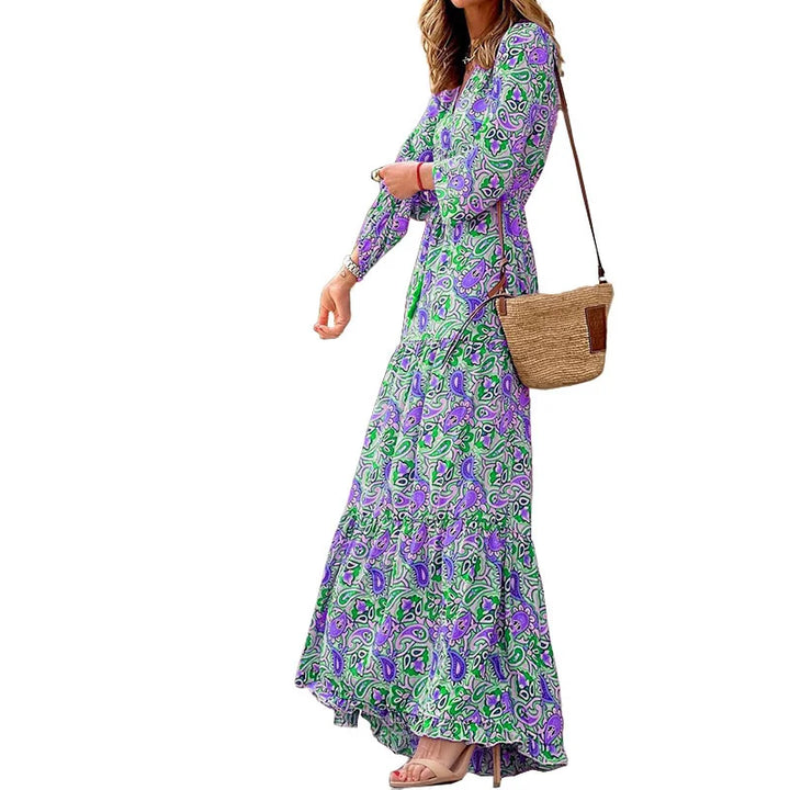 Bohemian maxi dress with paisley pattern