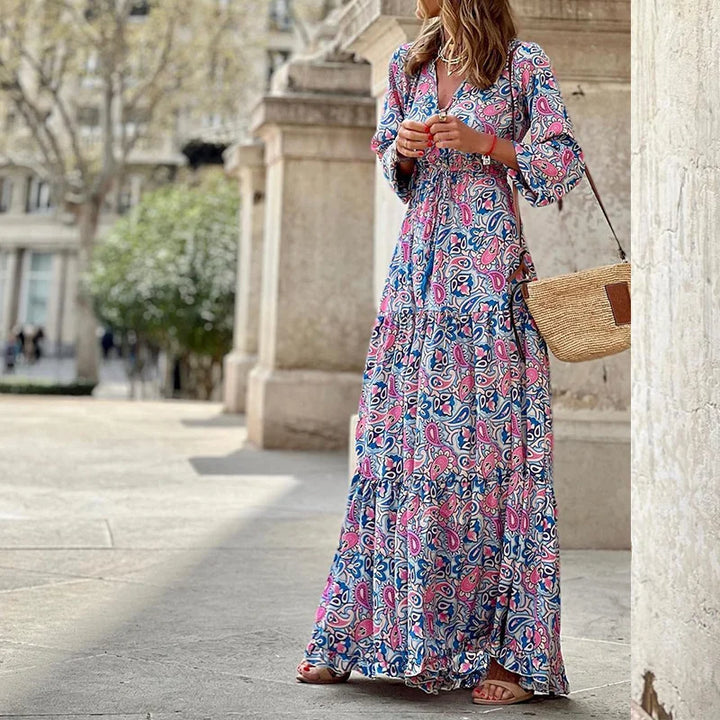 Bohemian maxi dress with paisley pattern