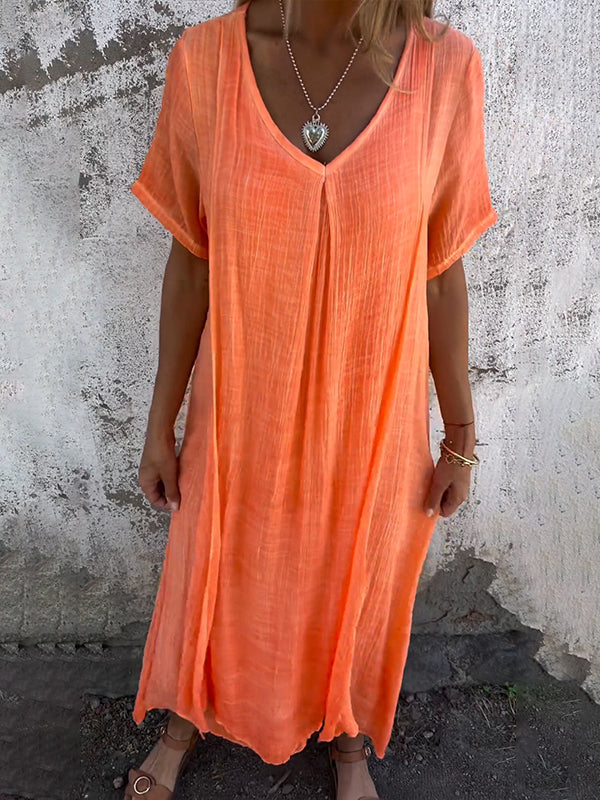 Dress in cotton and linen