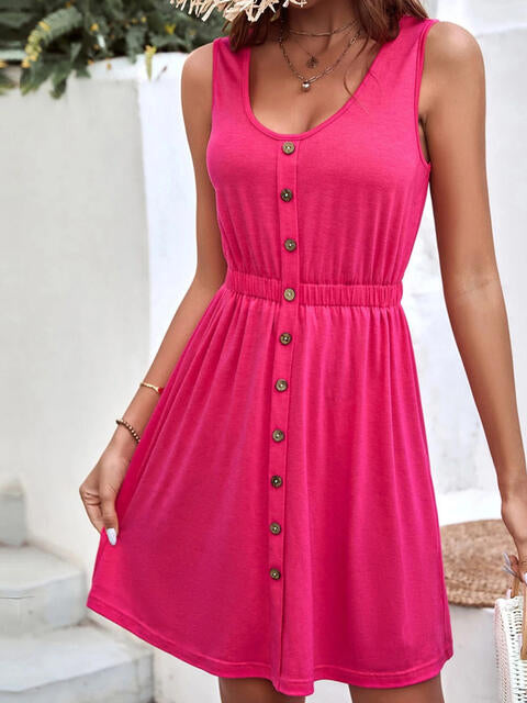 Mini tank dress with round neckline