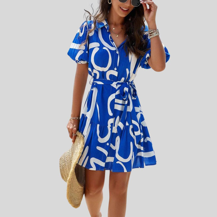 Shirt dress with abstract print