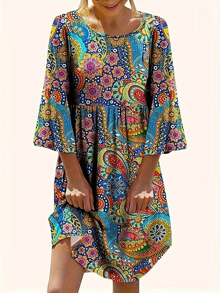 Sexy paisley dress round neckline