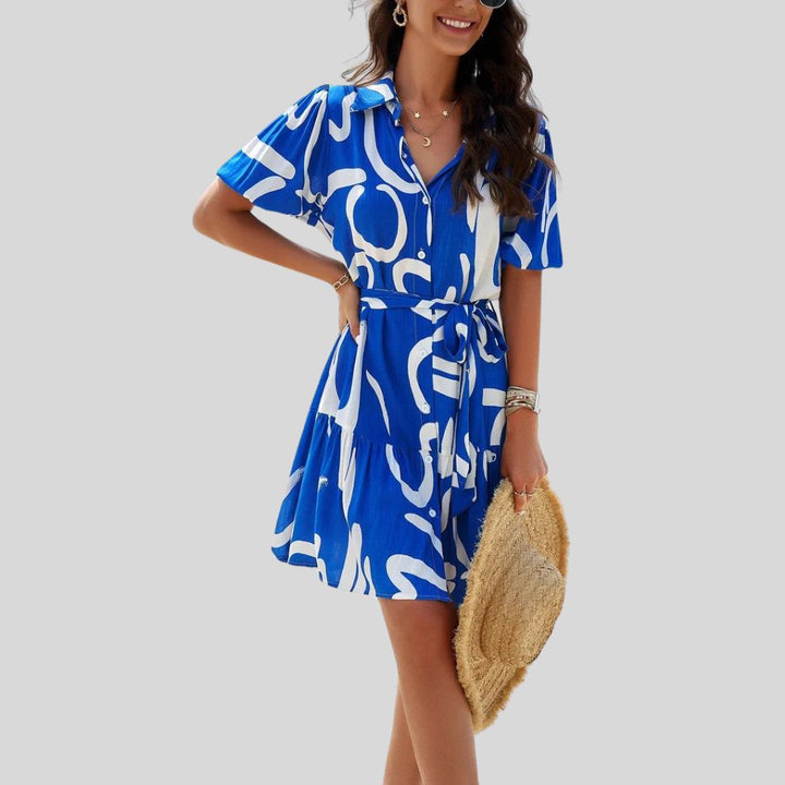 Shirt dress with abstract print