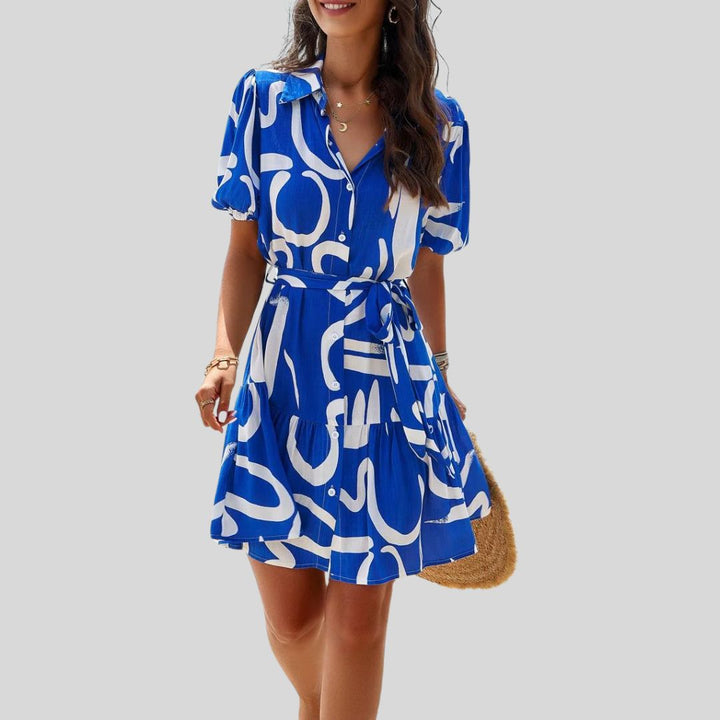 Shirt dress with abstract print