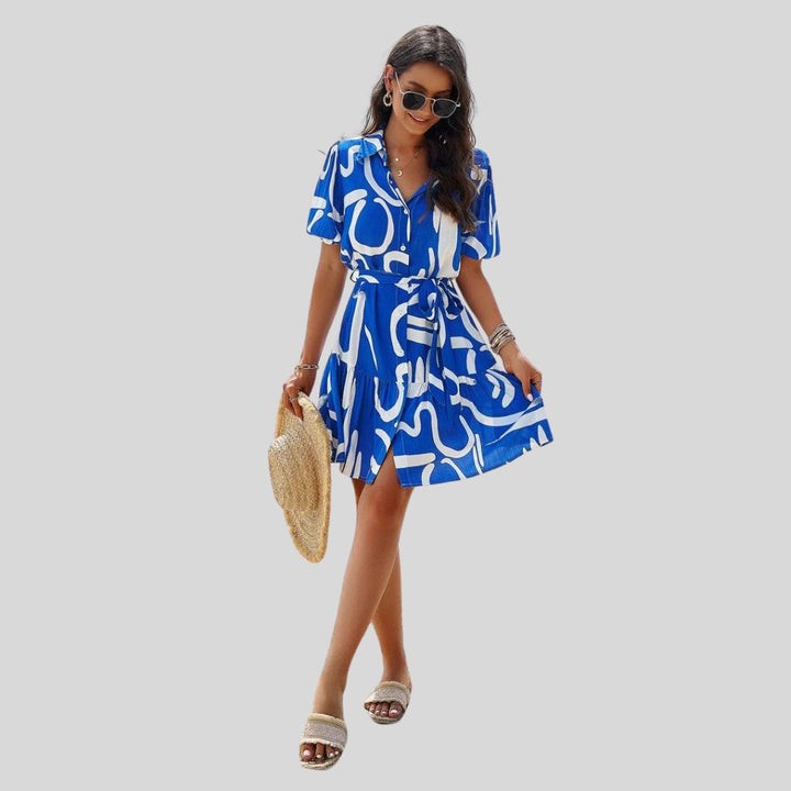 Shirt dress with abstract print