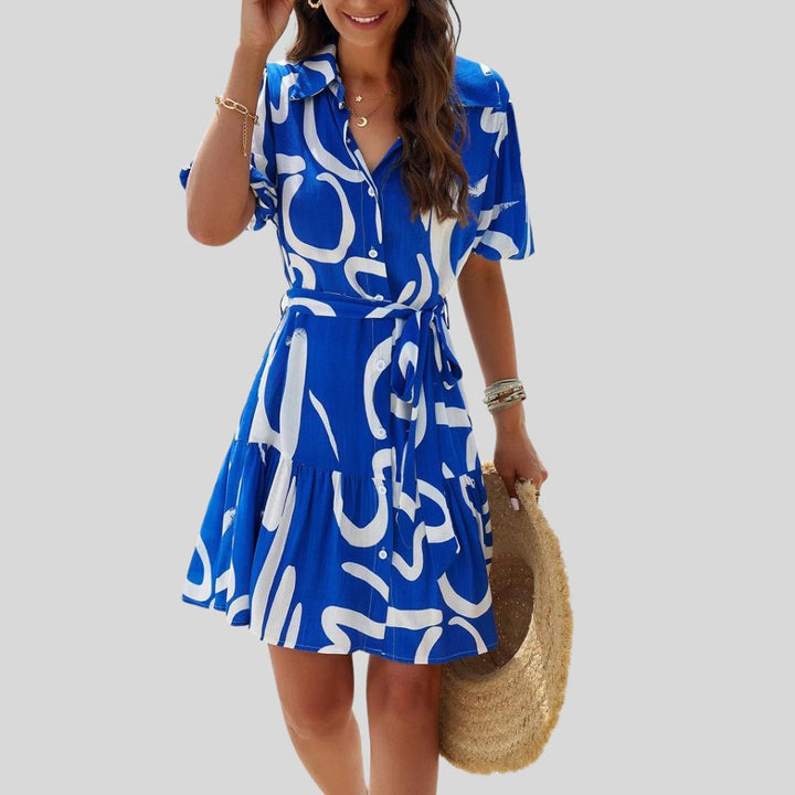 Shirt dress with abstract print