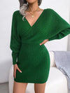 Crossed V-Neck Knitted Off-Shoulder Sexy Dress