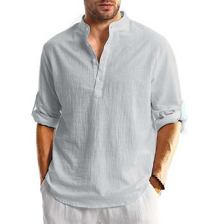 Long-sleeved linen casual shirt for men