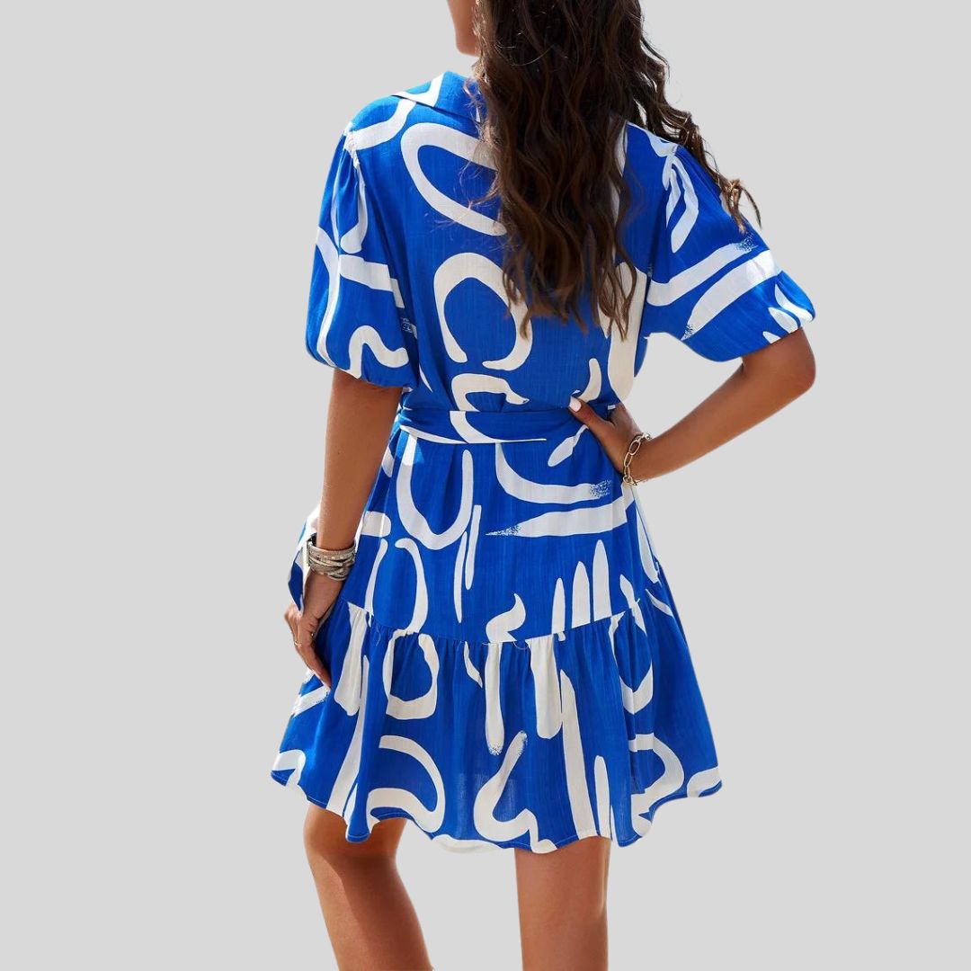 Shirt dress with abstract print