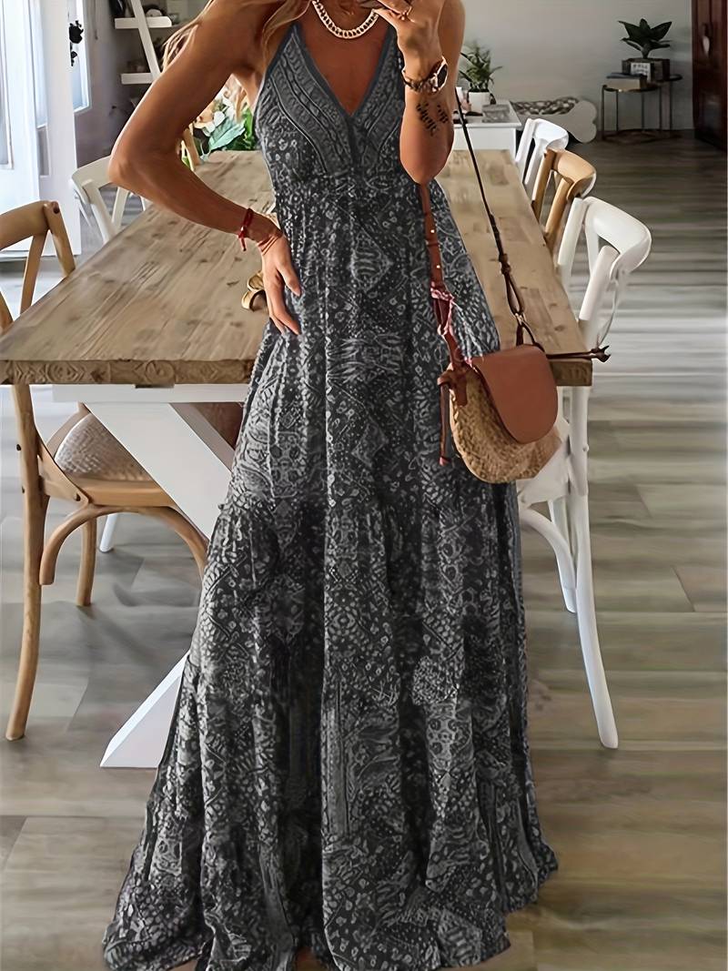 Bohemian-style maxi dress with ethnic print