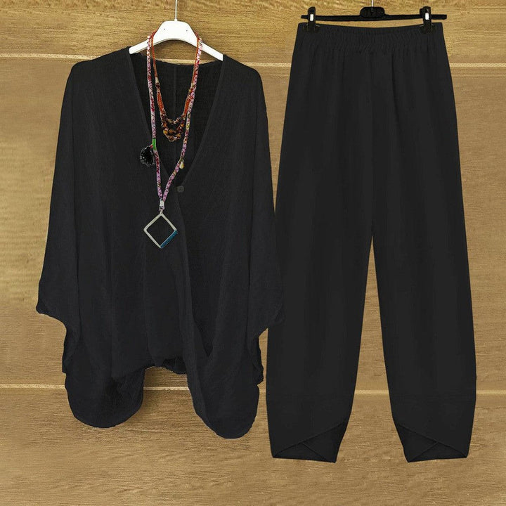 Long sleeve top and loose trousers set