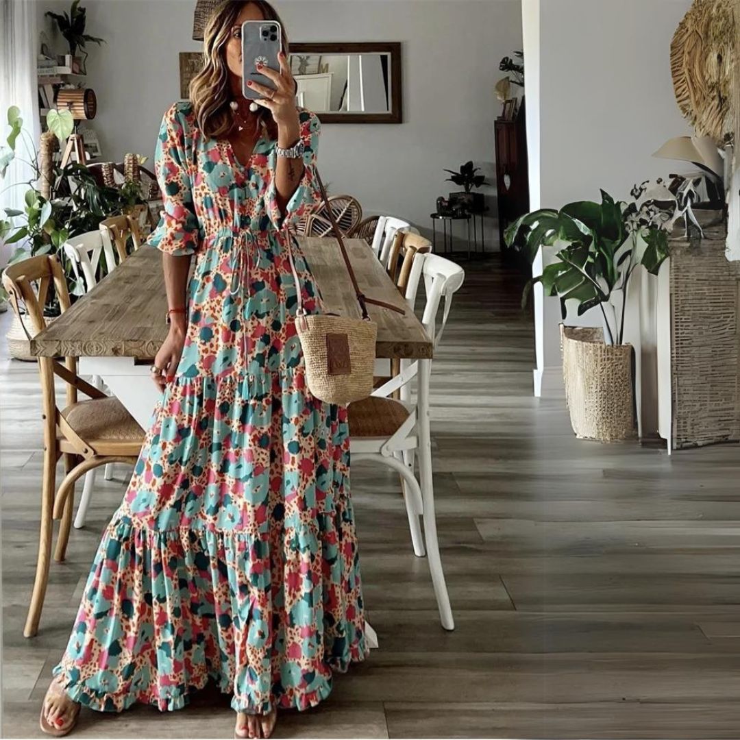 Bohemian maxi dress with paisley pattern