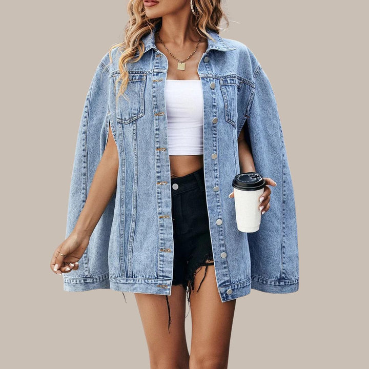 Oversized denim jacket with classic button details