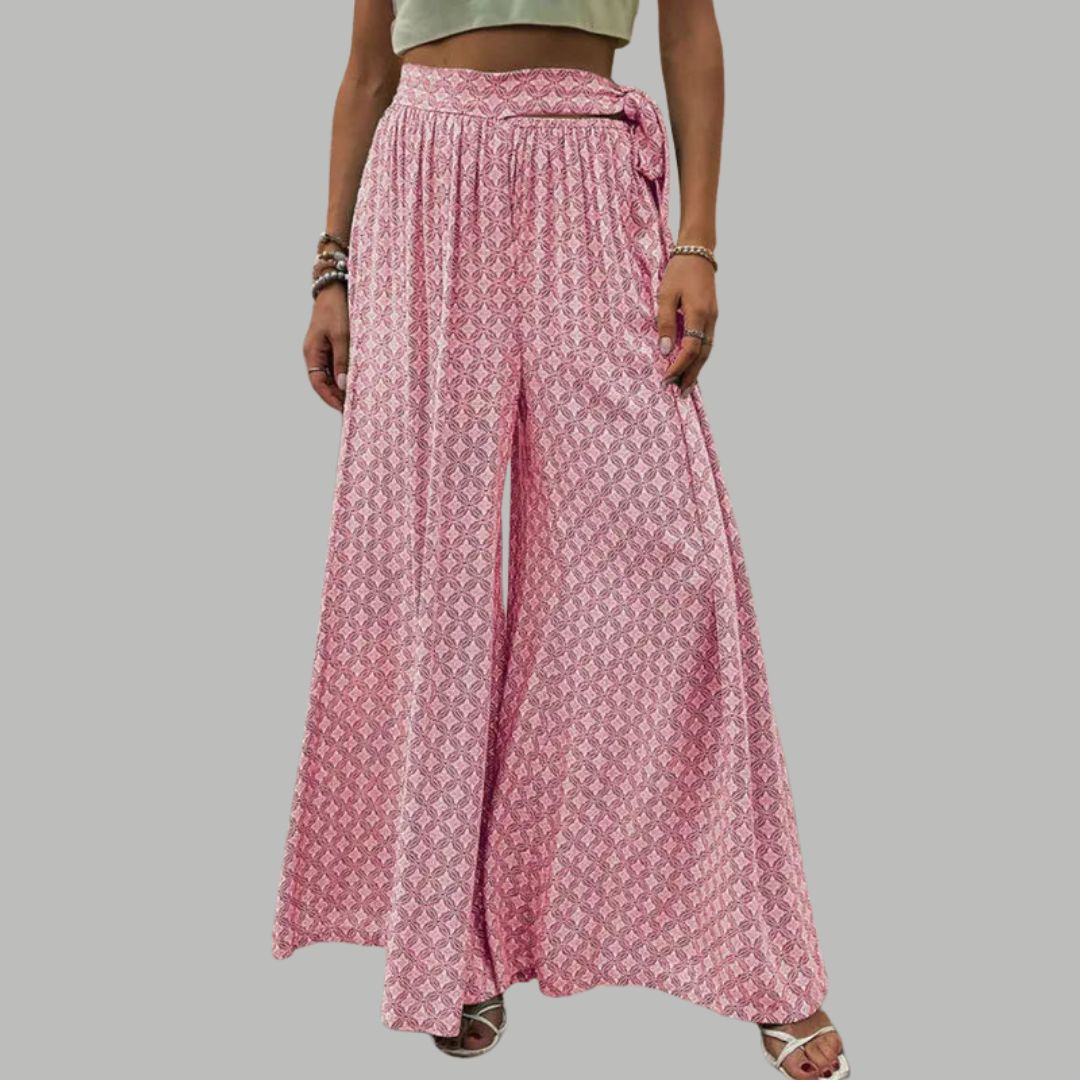 High-waisted wide trousers with print pattern