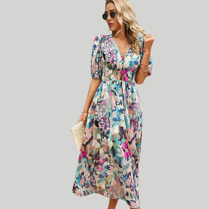 Midi dress with uneven hemline