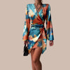 Wrap Dress With Abstract Marble Print