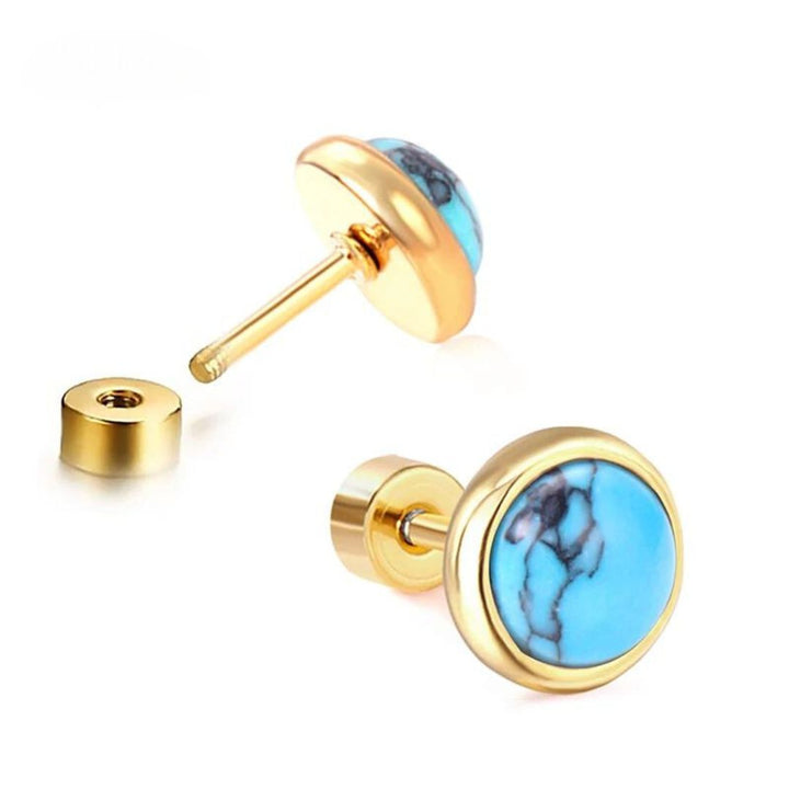 Elegant round cabochon stud earrings