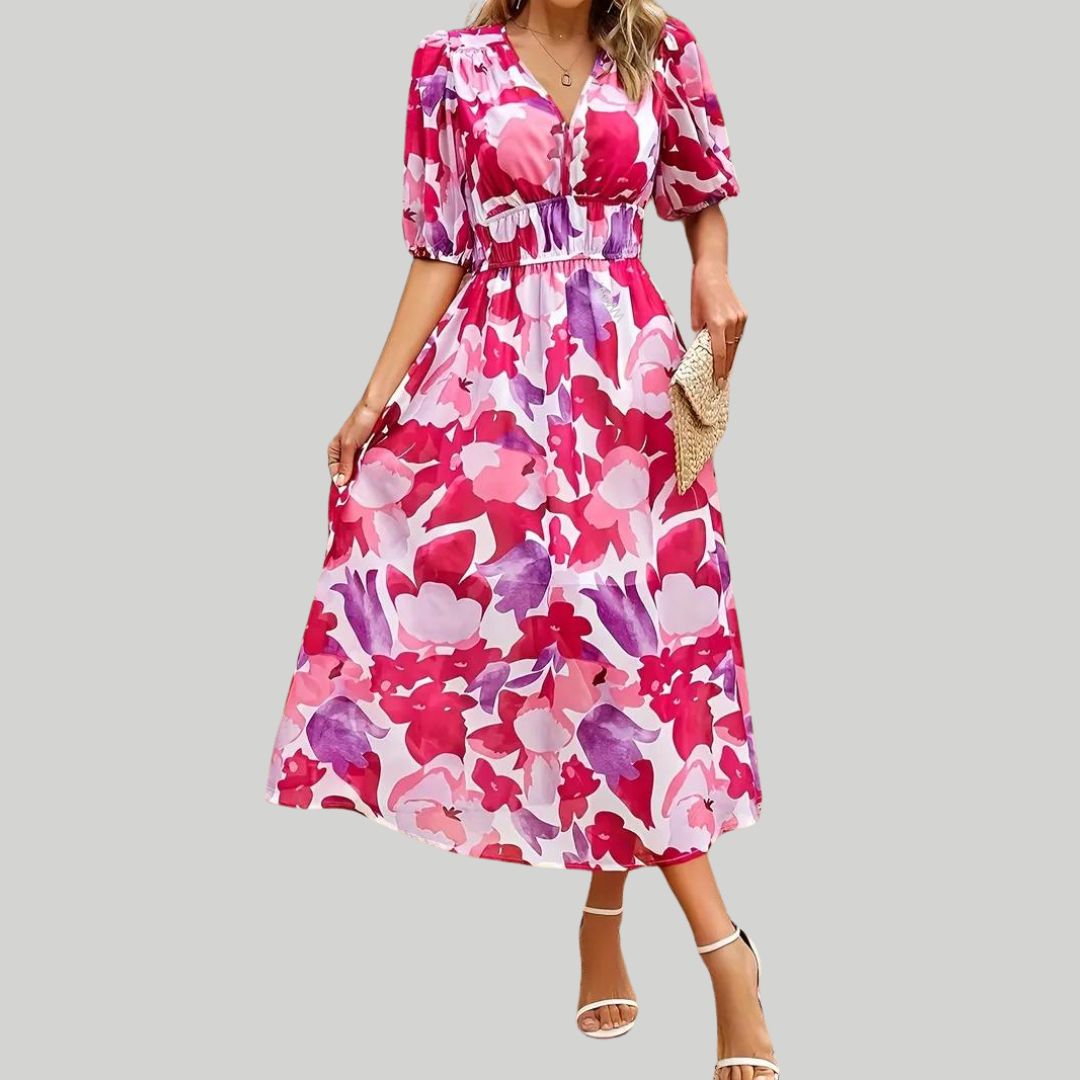 Midi dress with uneven hemline