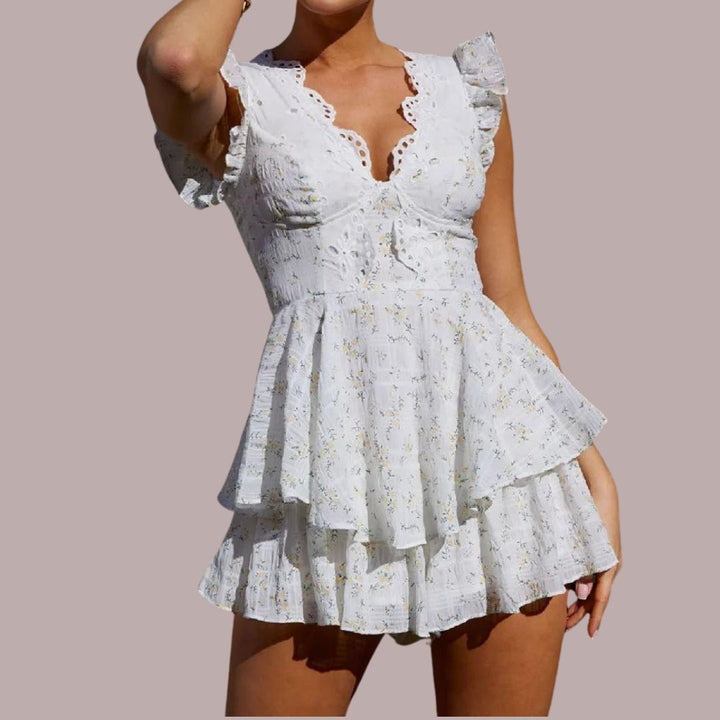 Playful mini dress with eyelet embroidery