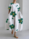 Casual, loose, floral round neck dress