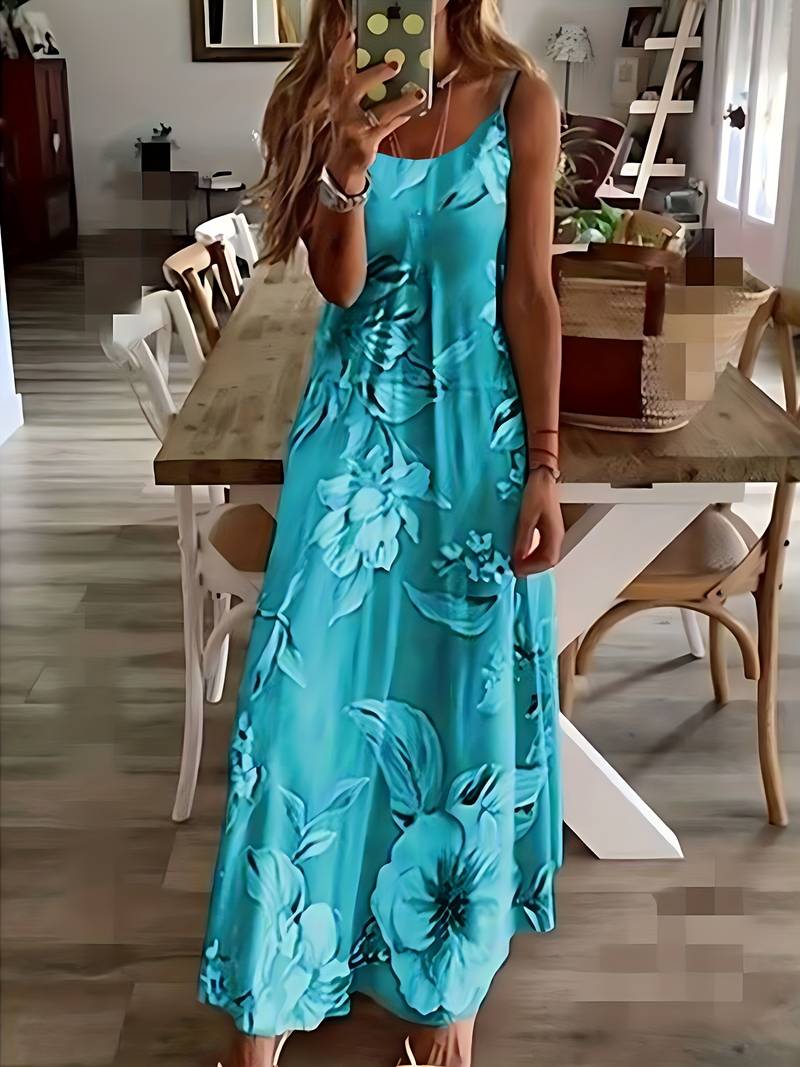 Slim-fit maxi dress with floral print