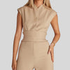 Elegant sleeveless jumpsuit with waist cinching