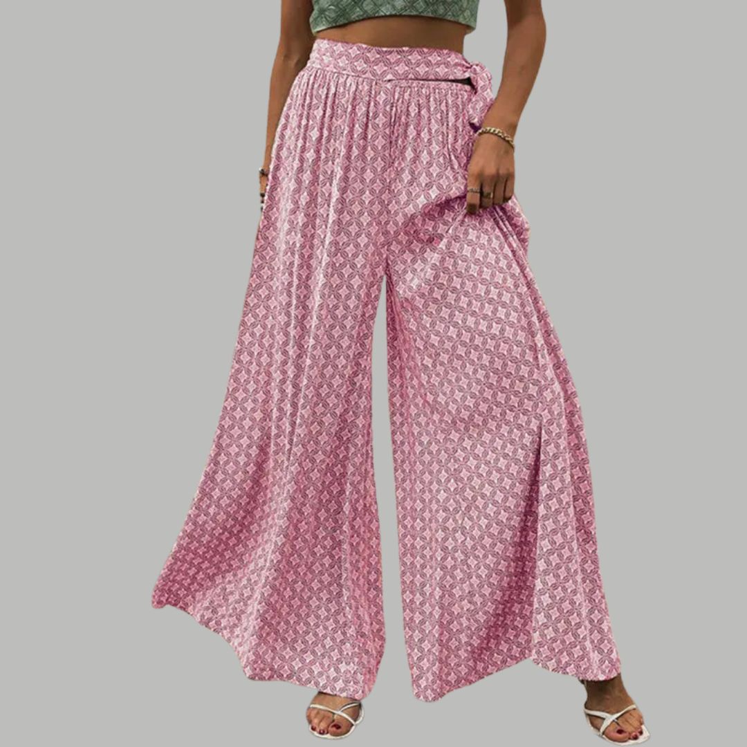 High-waisted wide trousers with print pattern