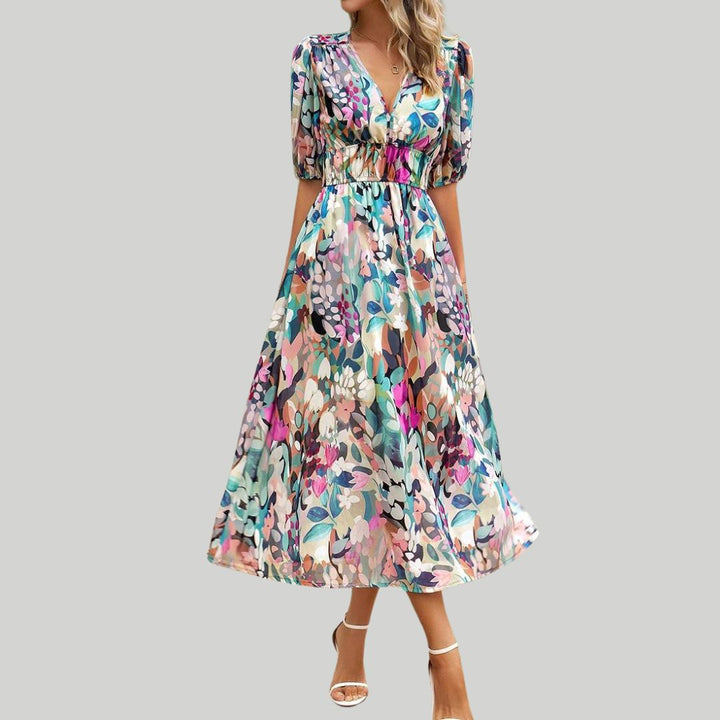 Midi dress with uneven hemline