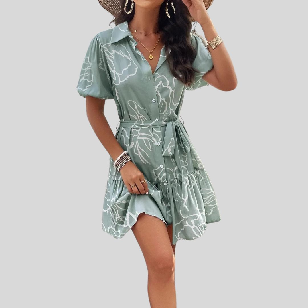 Shirt dress with abstract print