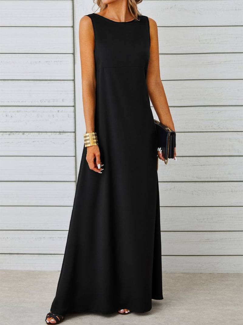 Simple long black dress