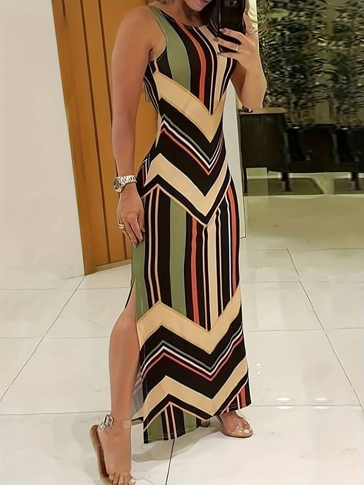 Striped maxi dress with pattern