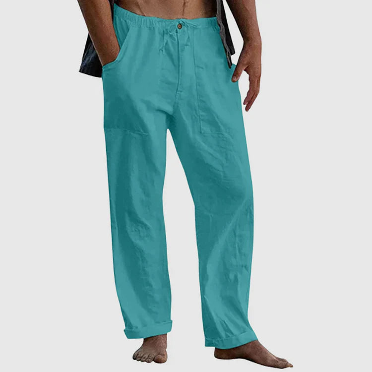 Linen beach trousers for men, loose fit