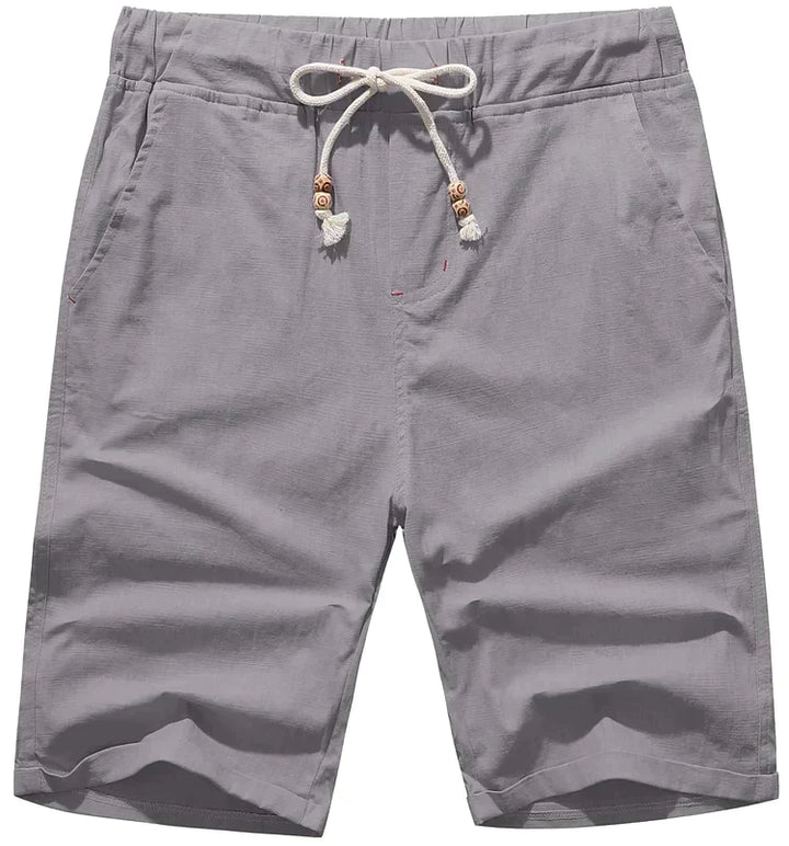 Linen beach shorts with drawstring for men