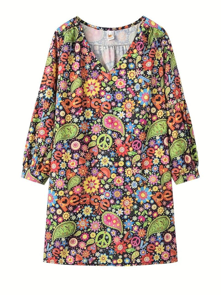 Floral dress with V-neckline