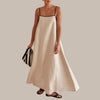 Linen maxi dress with contrast piping