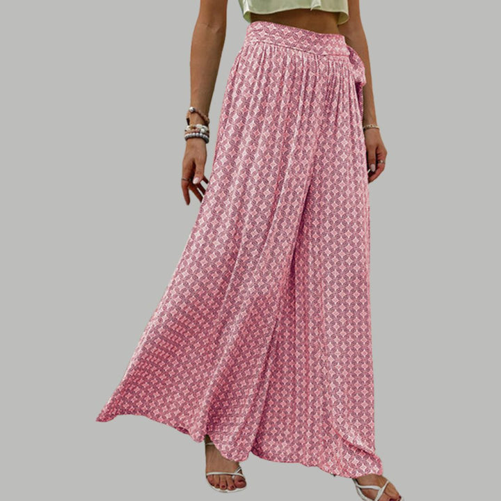 High-waisted wide trousers with print pattern