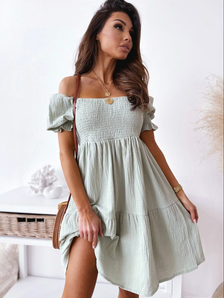 Off-the-shoulder smock dress