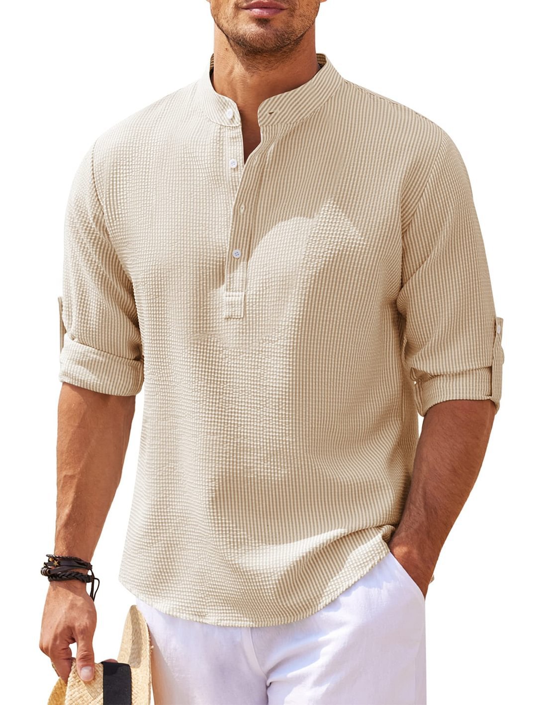 Long-sleeved linen casual shirt for men